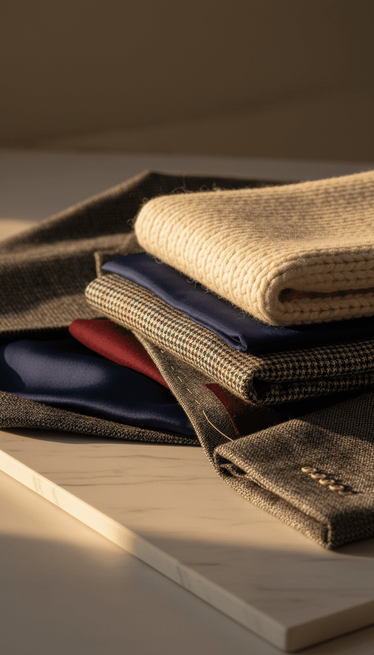 Close-up of luxury fabric textures and detailed tailoring