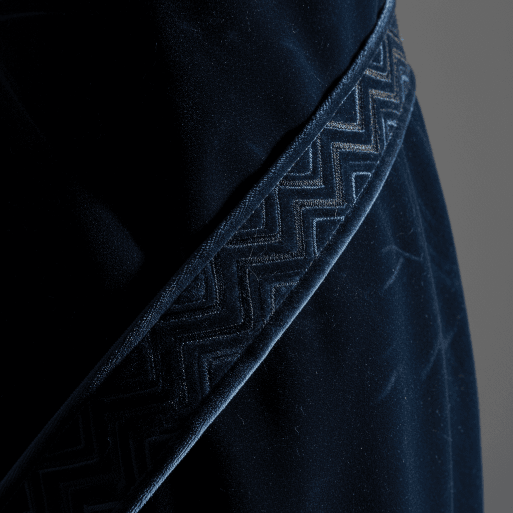 Close-up of luxury fabric textures and hand-stitched seaming details